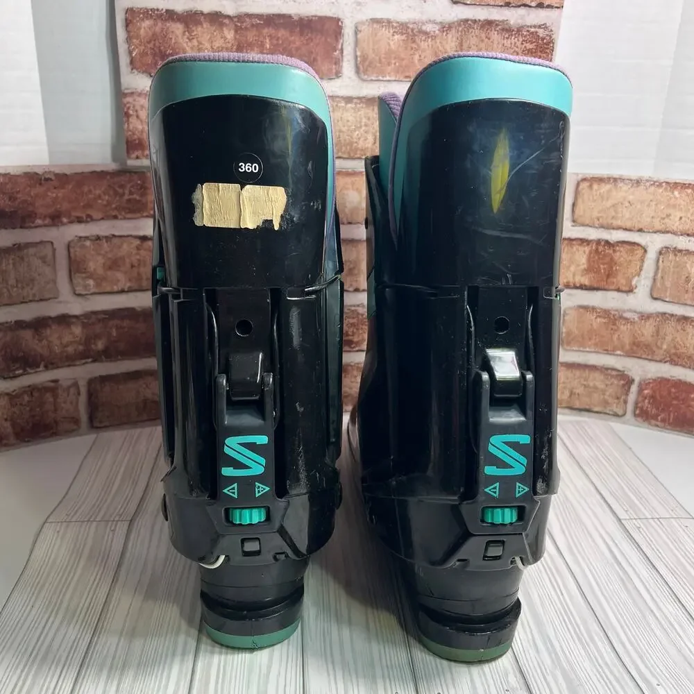 Vintage Salomon SX52 HTC Mens L Rear Entry Ski Boots WOW Teal Purple Colorway